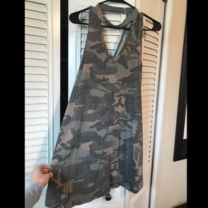 Camo choker neck shift dress